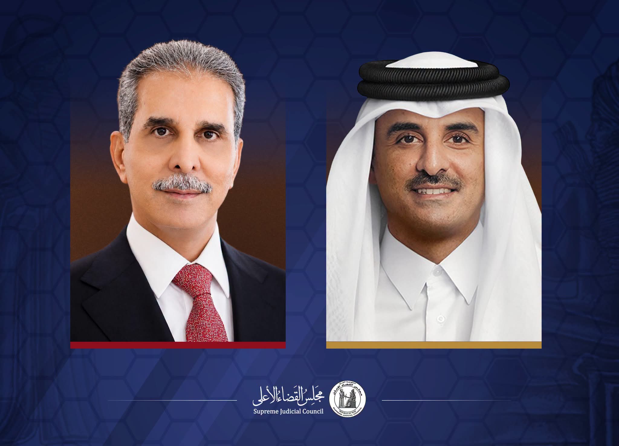 رئيس مجلس القضاء الأعلى يعزي أمير دولة قطر بوفاة والده  خلال زيارة اجراها للدوحة