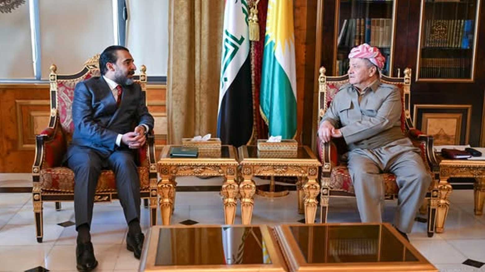 مسعود بارزاني يبحث مع الحلبوسي  الاوضاع السياسية في العراق والمنطقة 